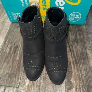 Cato Black Ankle Boots with Gold Accents